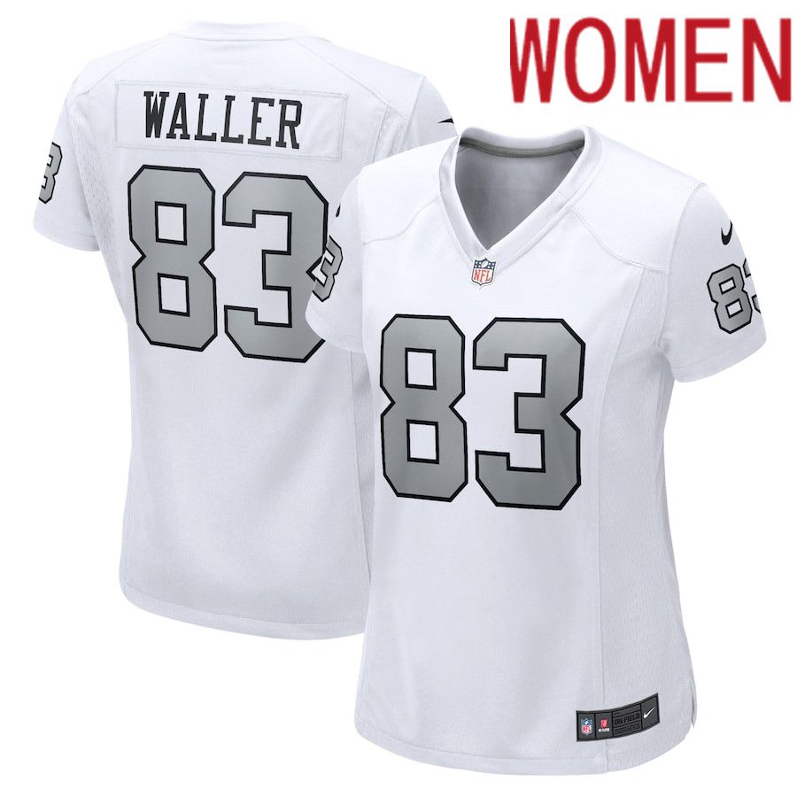 Cheap Women Oakland Raiders 83 Darren Waller Nike White Alternate Game NFL Jersey